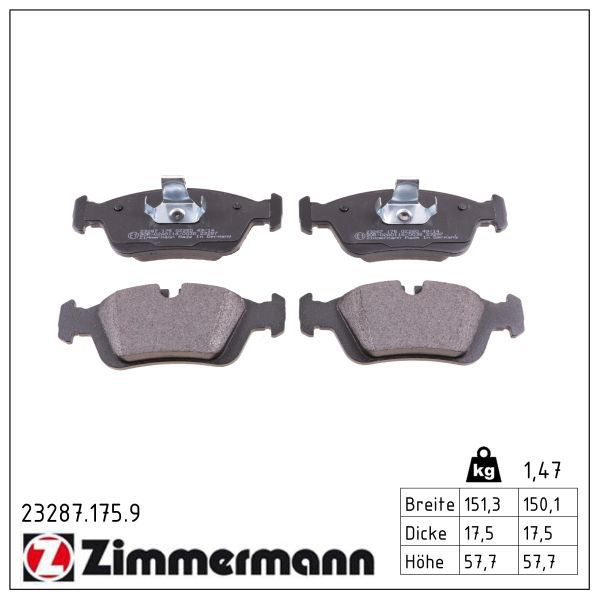 Zimmermann 23287.175.9 Bremsbelagsatz, Scheibenbremse