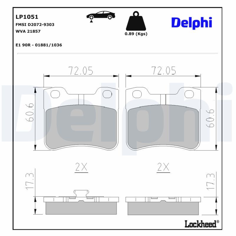 DELPHI LP1051 - Bremsbelagsatz, Scheibenbremse