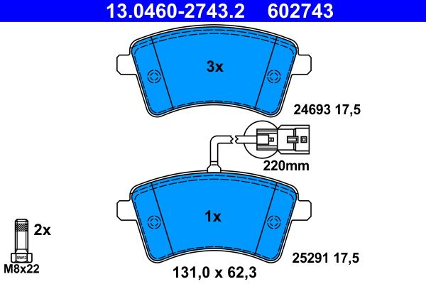 Brake Pad Set, disc brake 13.0460-2743.2