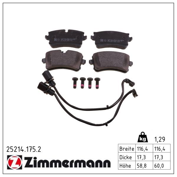Zimmermann 25214.175.2 Bremsbelagsatz, Scheibenbremse