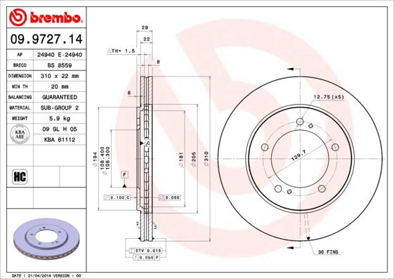 Brake Disc 09.9727.14