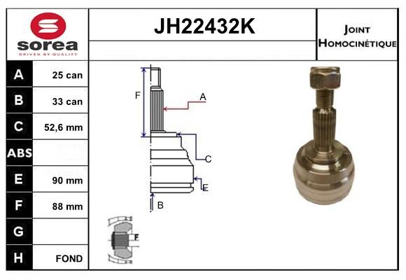 KIT CV JOINT AVEC KR089 - MEGANE II