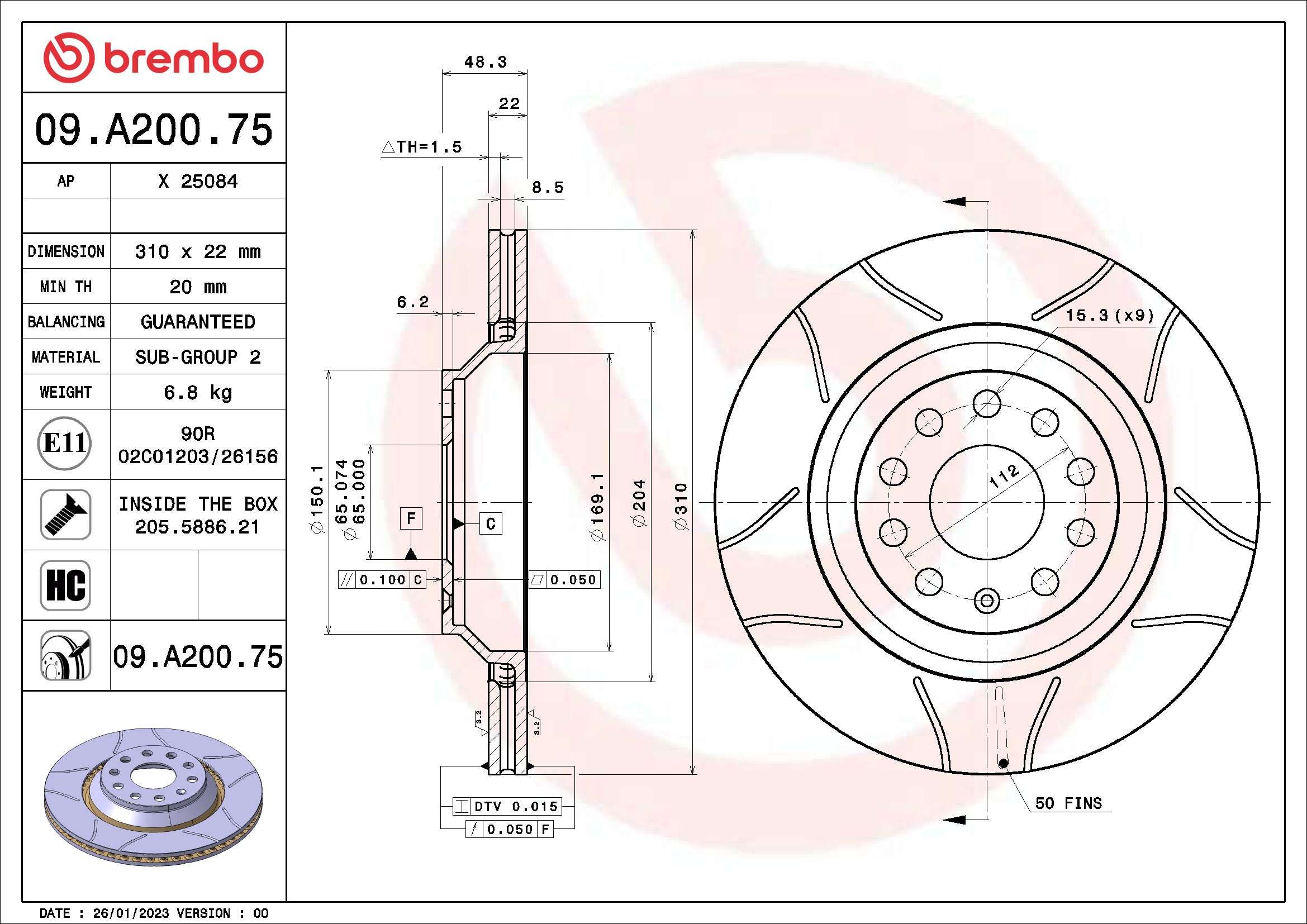 Brake Disc 09.A200.75