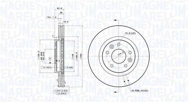 360406156801 MAGNETI MARELLI féktárcsa
