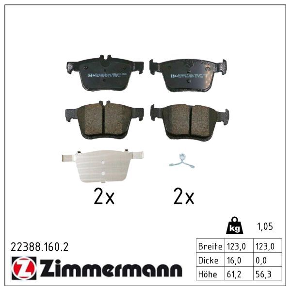 Zimmermann 22388.160.2 Bremsbelagsatz, Scheibenbremse