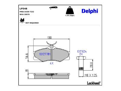 DELPHI LP548 - Bremsbelagsatz, Scheibenbremse