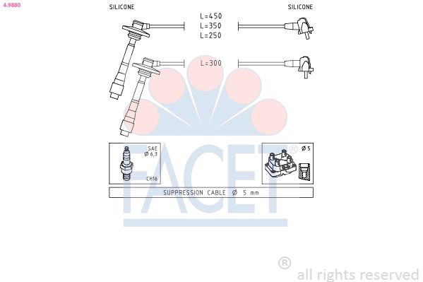 4.9880 FACET Made in Italy - OE Equivalent gyújtókábelkészlet
