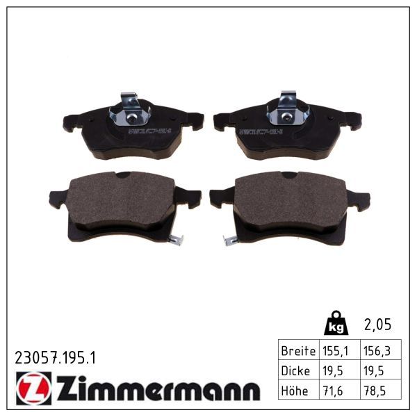 Zimmermann 23057.195.1 Bremsbelagsatz, Scheibenbremse