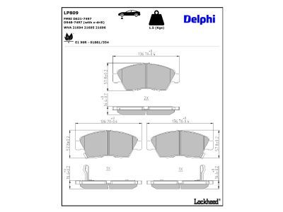 DELPHI LP809 - Bremsbelagsatz, Scheibenbremse
