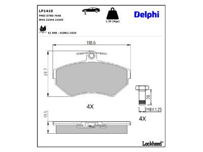 DELPHI LP1410 - Bremsbelagsatz, Scheibenbremse