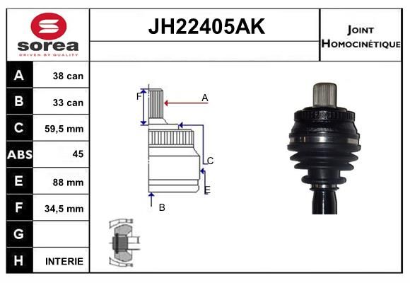 KIT CV JOINT AVEC KR089 - AUDI A4