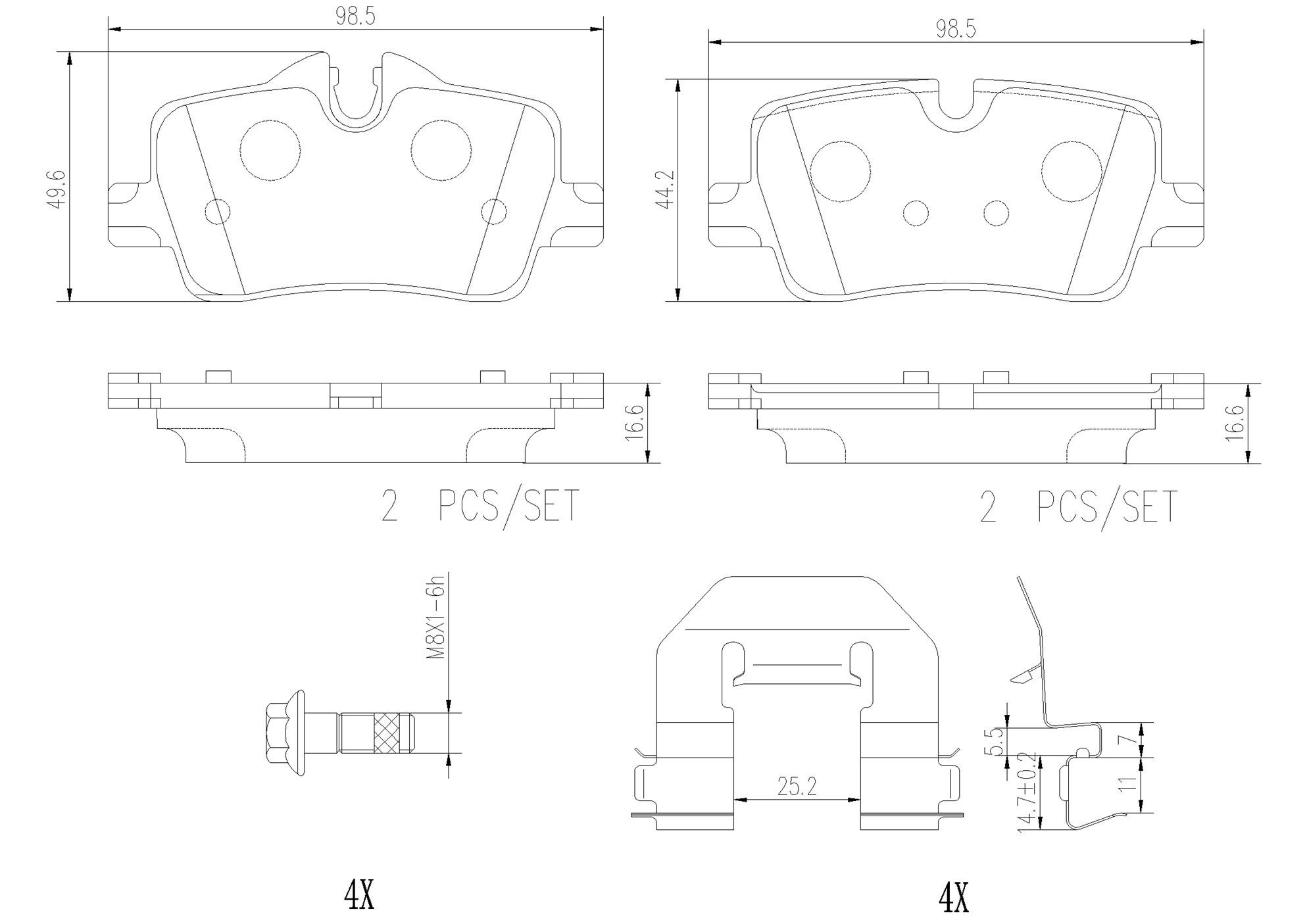 BREMBO DISC PAD -  BMW 320i G20 20-22 (RR) - TecDoc 2