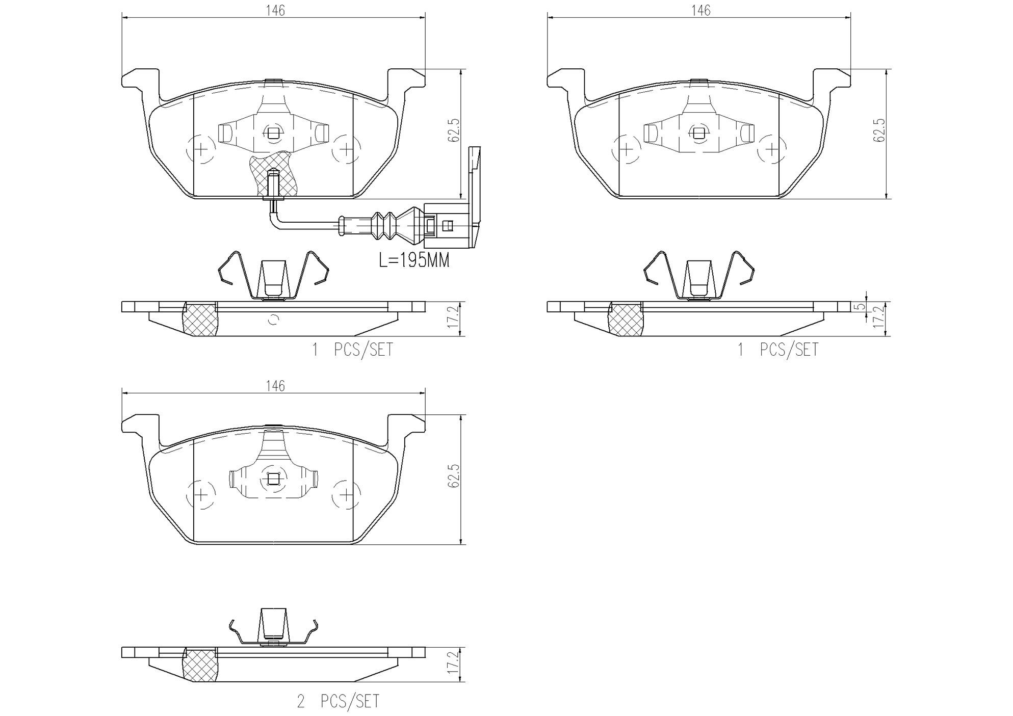 BREMBO DISC PAD -  VW GOLF MK7 16- On (FRT) *1 W/Senor - TecDoc 2