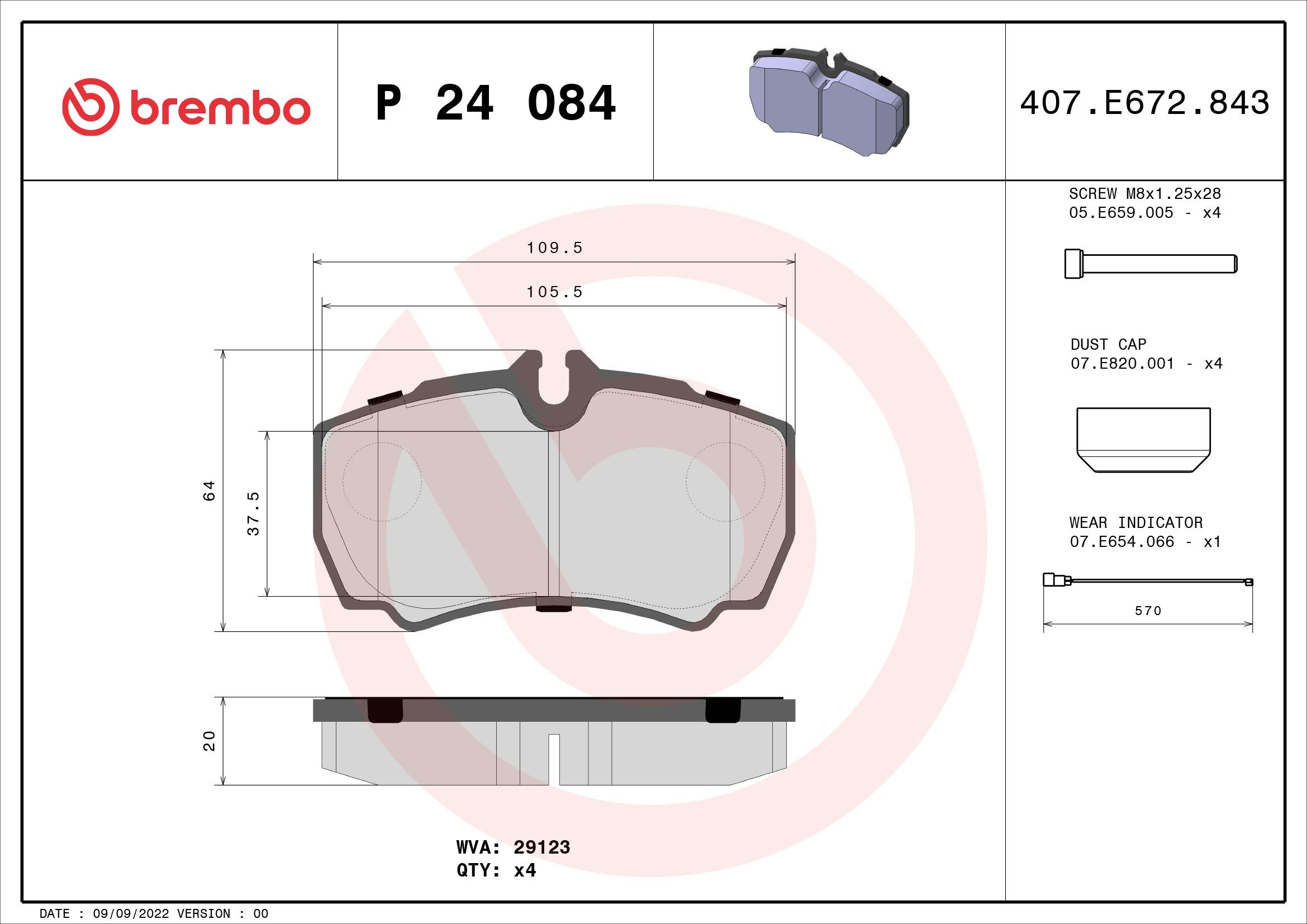 Brake Pad Set, disc brake P 24 084