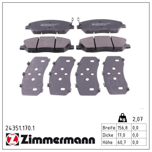 Zimmermann 24351.170.1 Bremsbelagsatz, Scheibenbremse