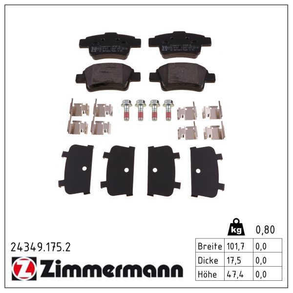 Zimmermann 24349.175.2 Bremsbelagsatz, Scheibenbremse