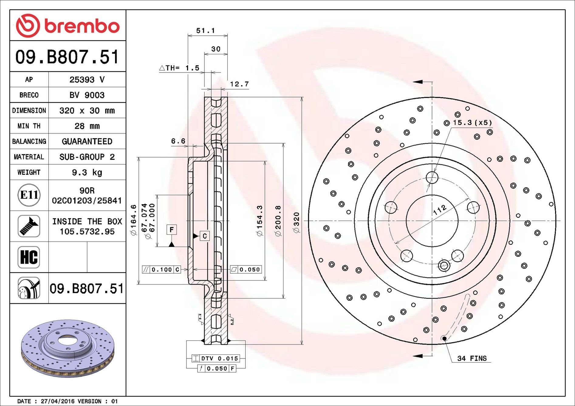 MERCEDES BENZ A250 W176 12- (FRT) *X/Drilled - TecDoc 2