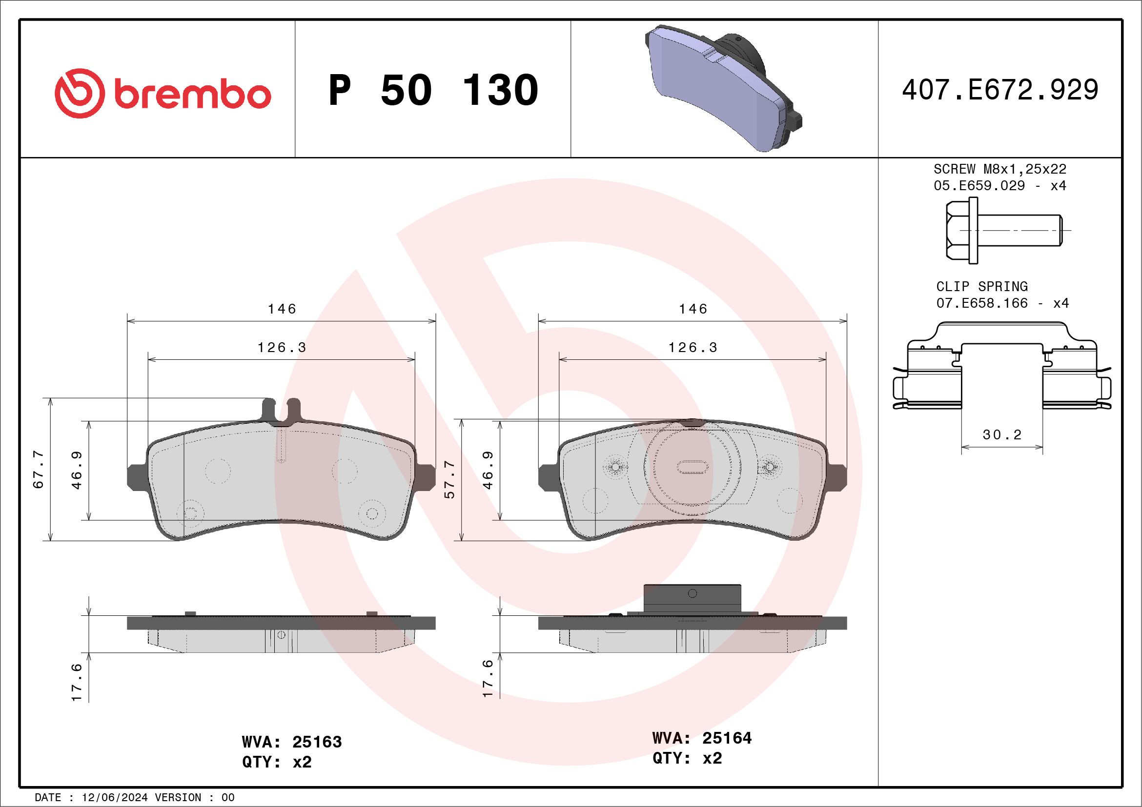 BREMBO P 50 130 - Bremsbelagsatz, Scheibenbremse PRIME LINE