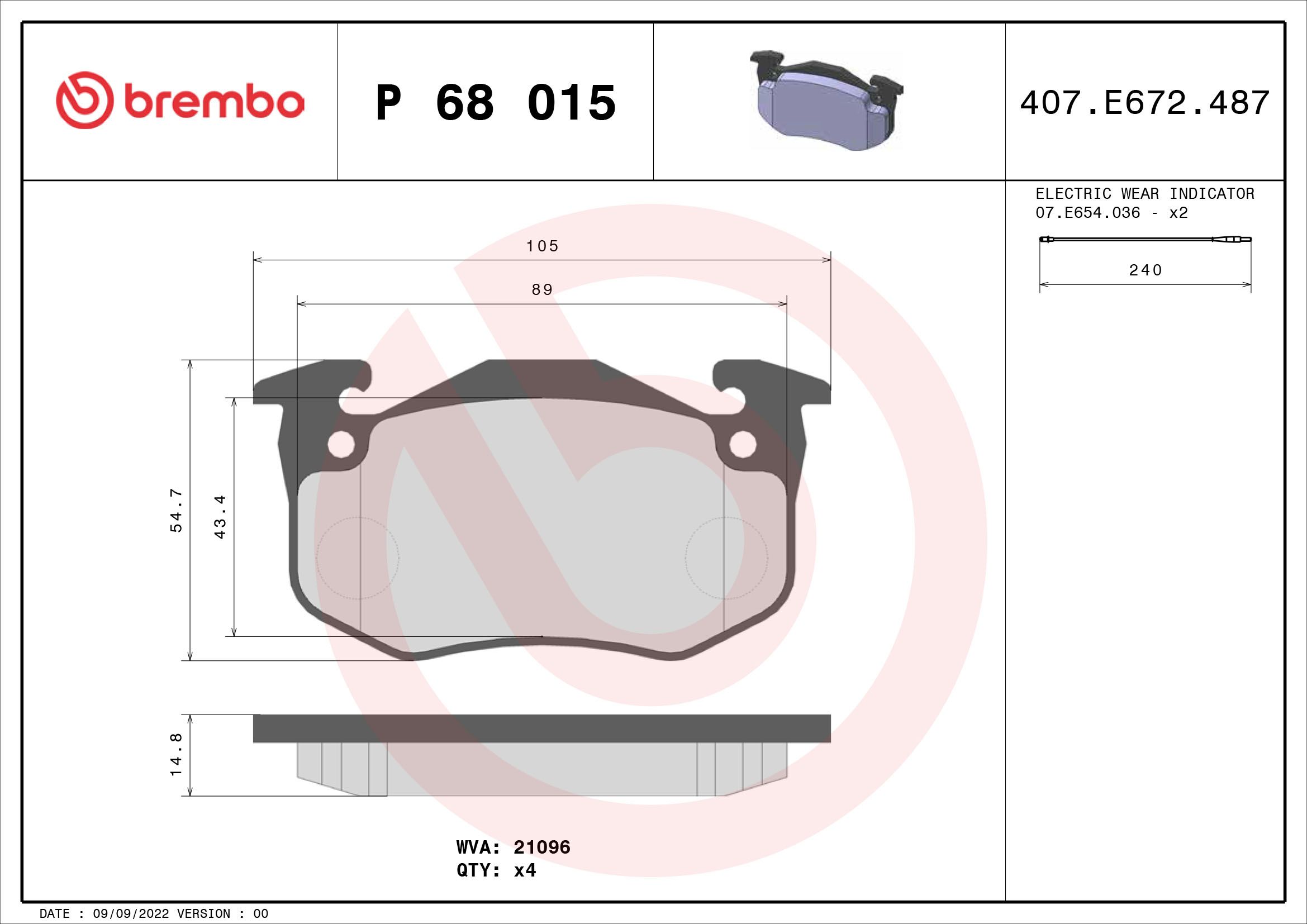 Brake Pad Set, disc brake P 68 015