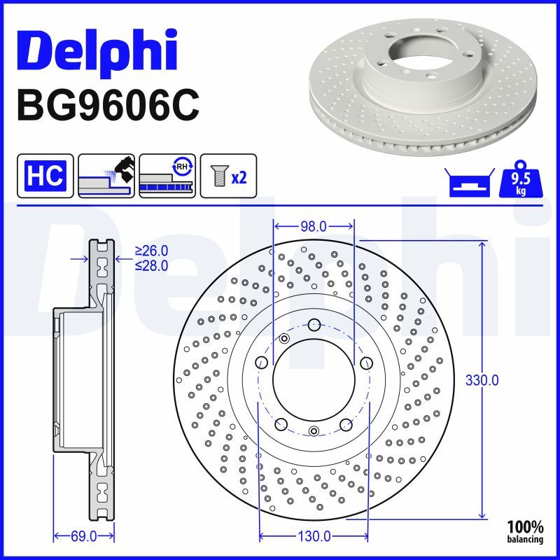 DELPHI BG9606C - Bremsscheibe