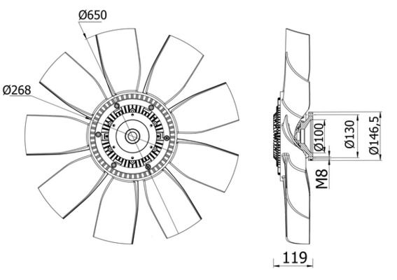 Ventilador, refrigeración del motor