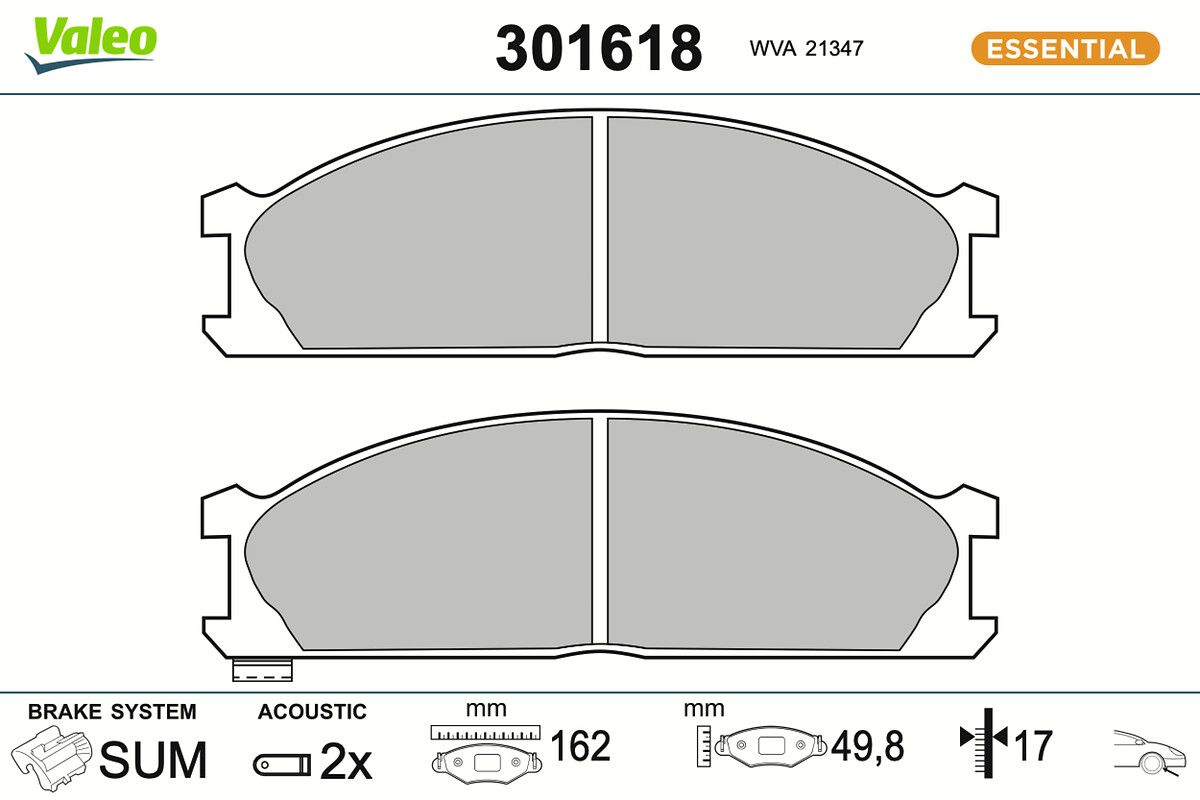 VALEO 301618 - Bremsbelagsatz, Scheibenbremse