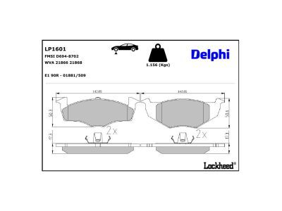 DELPHI LP1601 - Bremsbelagsatz, Scheibenbremse