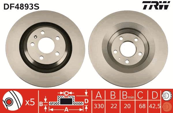 TRW BRAKE DISC - TecDoc 1