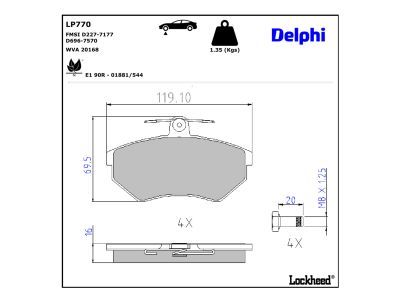 DELPHI LP770 - Bremsbelagsatz, Scheibenbremse
