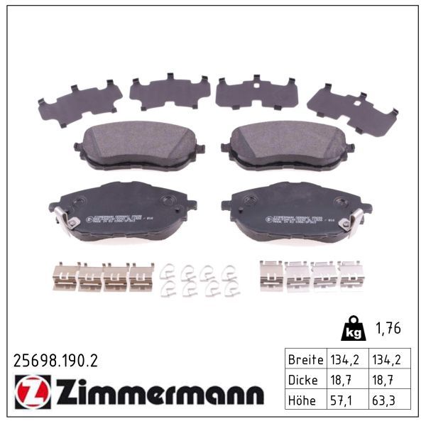 ZIMMERMANN 25698.190.2 - Bremsbelagsatz, Scheibenbremse