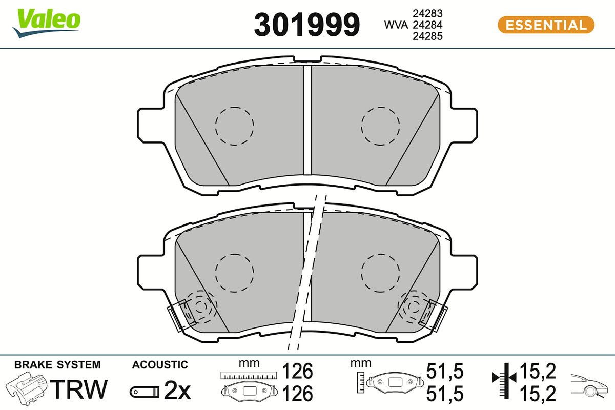VALEO 301999 - Bremsbelagsatz, Scheibenbremse