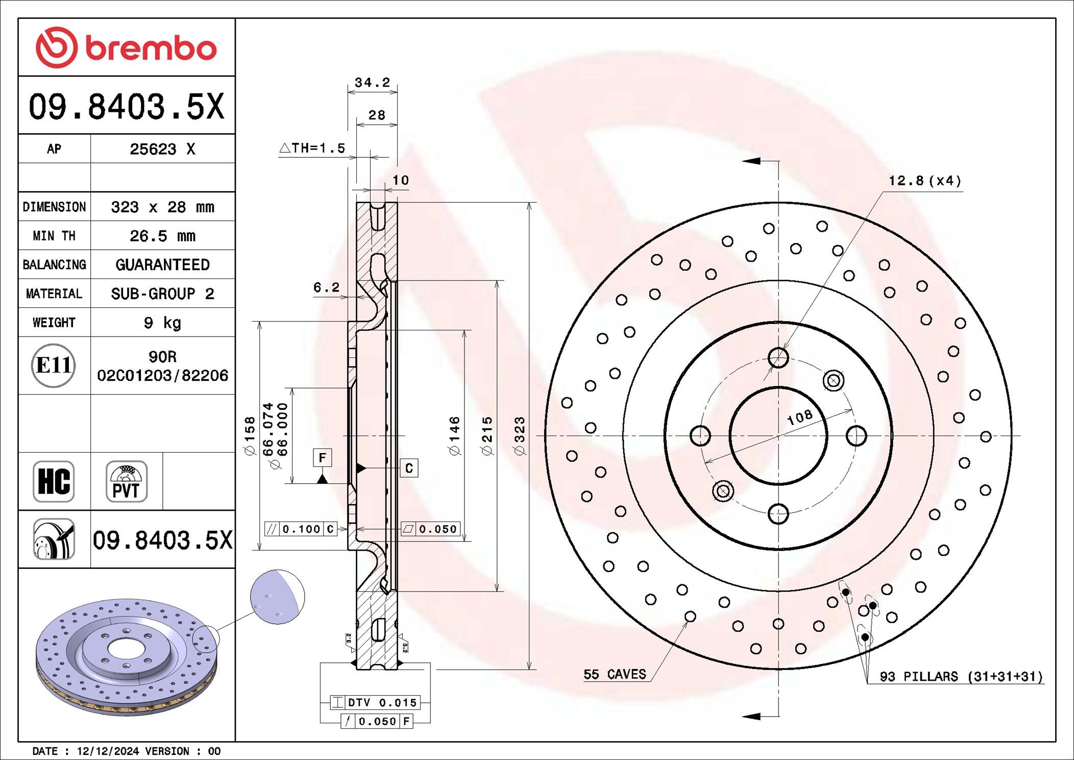 09.8403.5X BREMBO XTRA LINE - Xtra féktárcsa