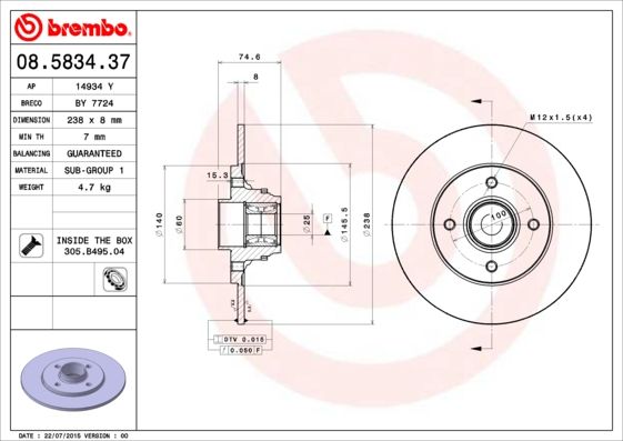 DISQUE FR.+ROULEM BREMBO