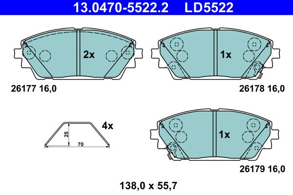 Brake Pad Set, disc brake 13.0470-5522.2