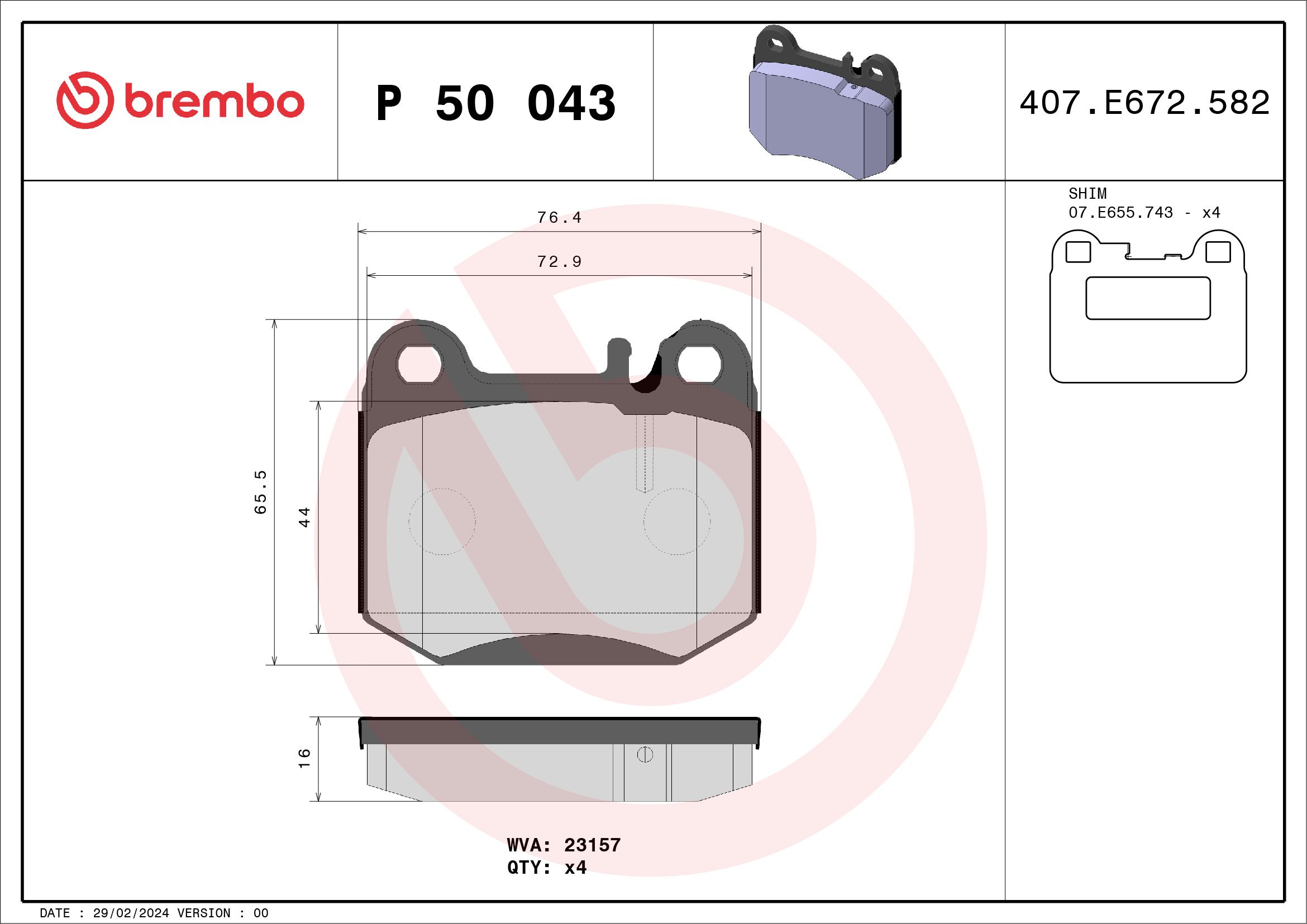 Brake Pad Set, disc brake P 50 043