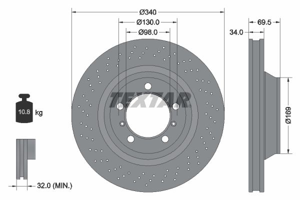 92287805 TEXTAR PRO+ féktárcsa