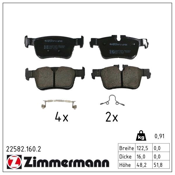 Zimmermann 22582.160.2 Bremsbelagsatz, Scheibenbremse