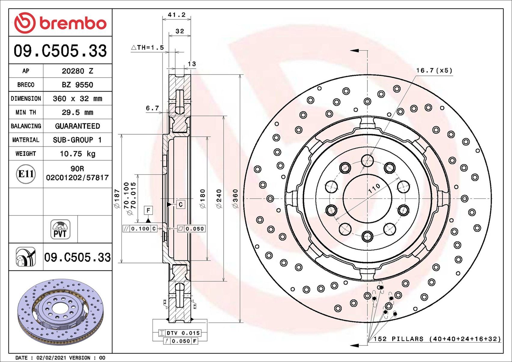 ALFA ROMEO GIULIA 17-19 (FRT) *X/Drilled - TecDoc 1