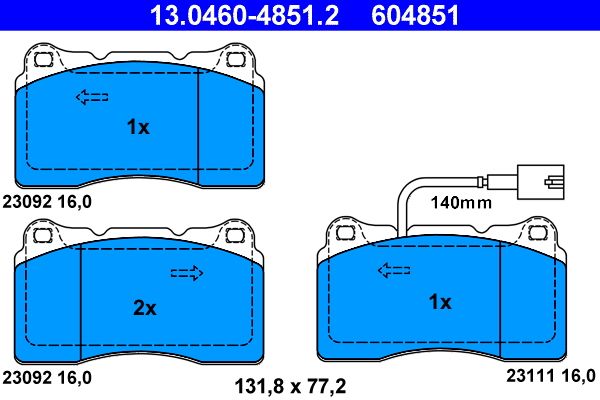 Brake Pad Set, disc brake 13.0460-4851.2