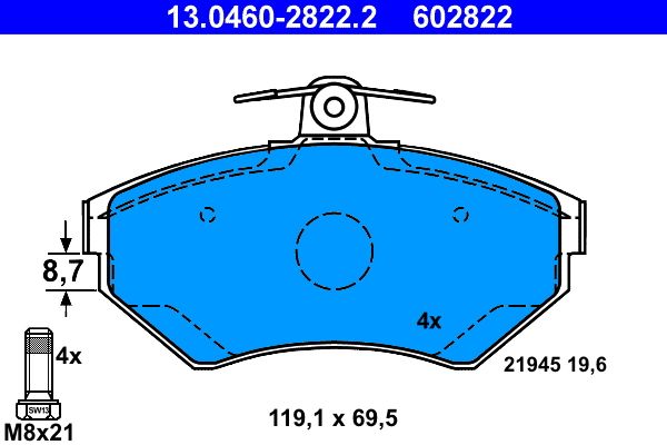 Brake Pad Set, disc brake 13.0460-2822.2