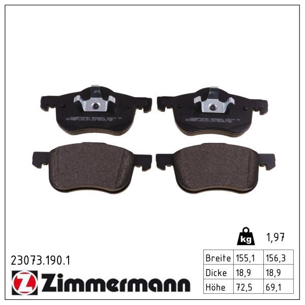 ZIMMERMANN 23073.190.1 - Bremsbelagsatz, Scheibenbremse