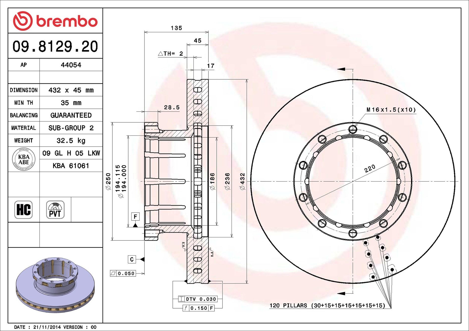 09.8129.20 BREMBO PRIME LINE féktárcsa