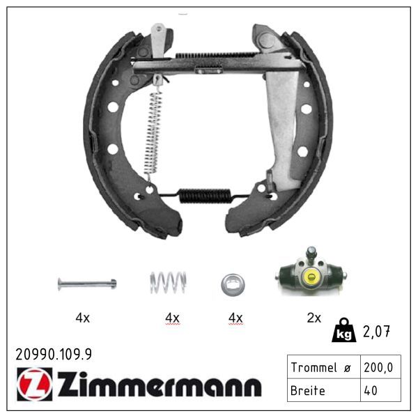 Zimmermann 20990.109.9 Bremsbackensatz