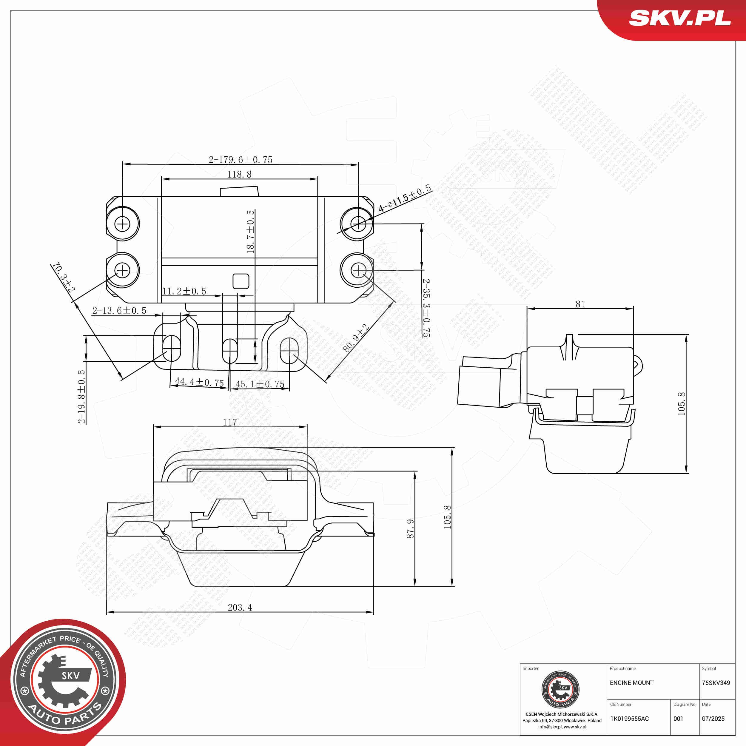 75SKV349 ESEN SKV felfüggesztés, motor