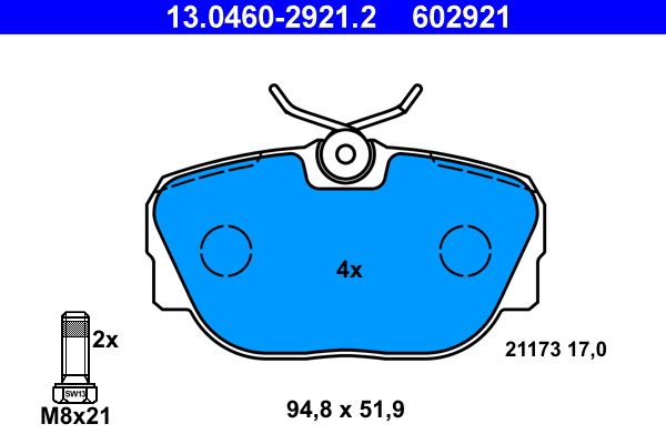 Комплект тормозных колодок, дисковый тормоз 13.0460-2921.2
