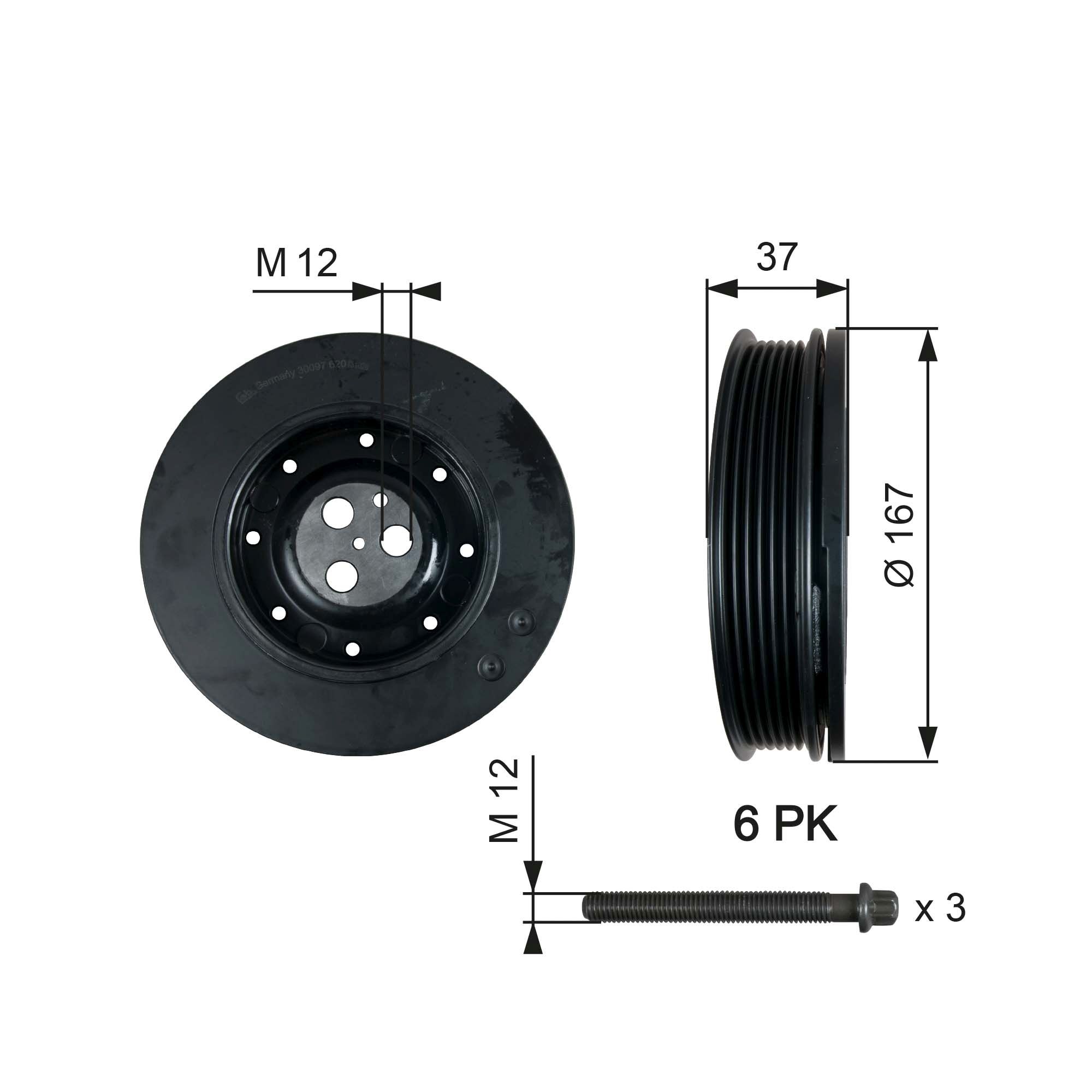 Belt Pulley, crankshaft TVD1060A