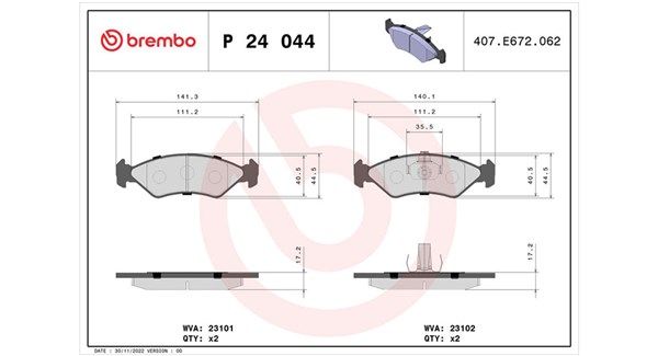 Bremsbelagsatz, Scheibenbremse