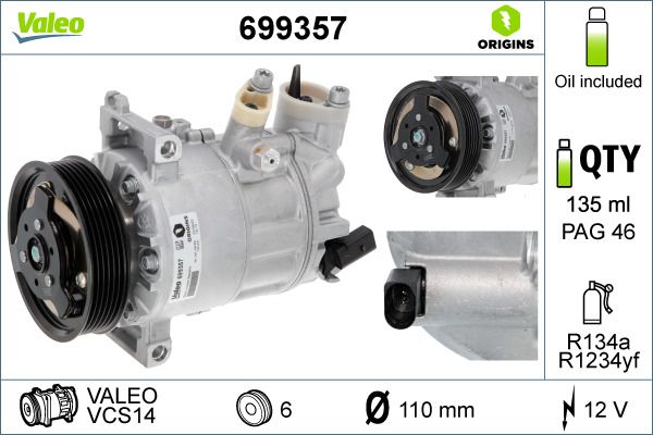 VALEO 699357 - Kompressor, Klimaanlage