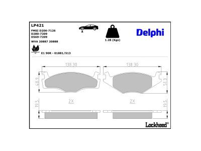 DELPHI LP421 - Bremsbelagsatz, Scheibenbremse