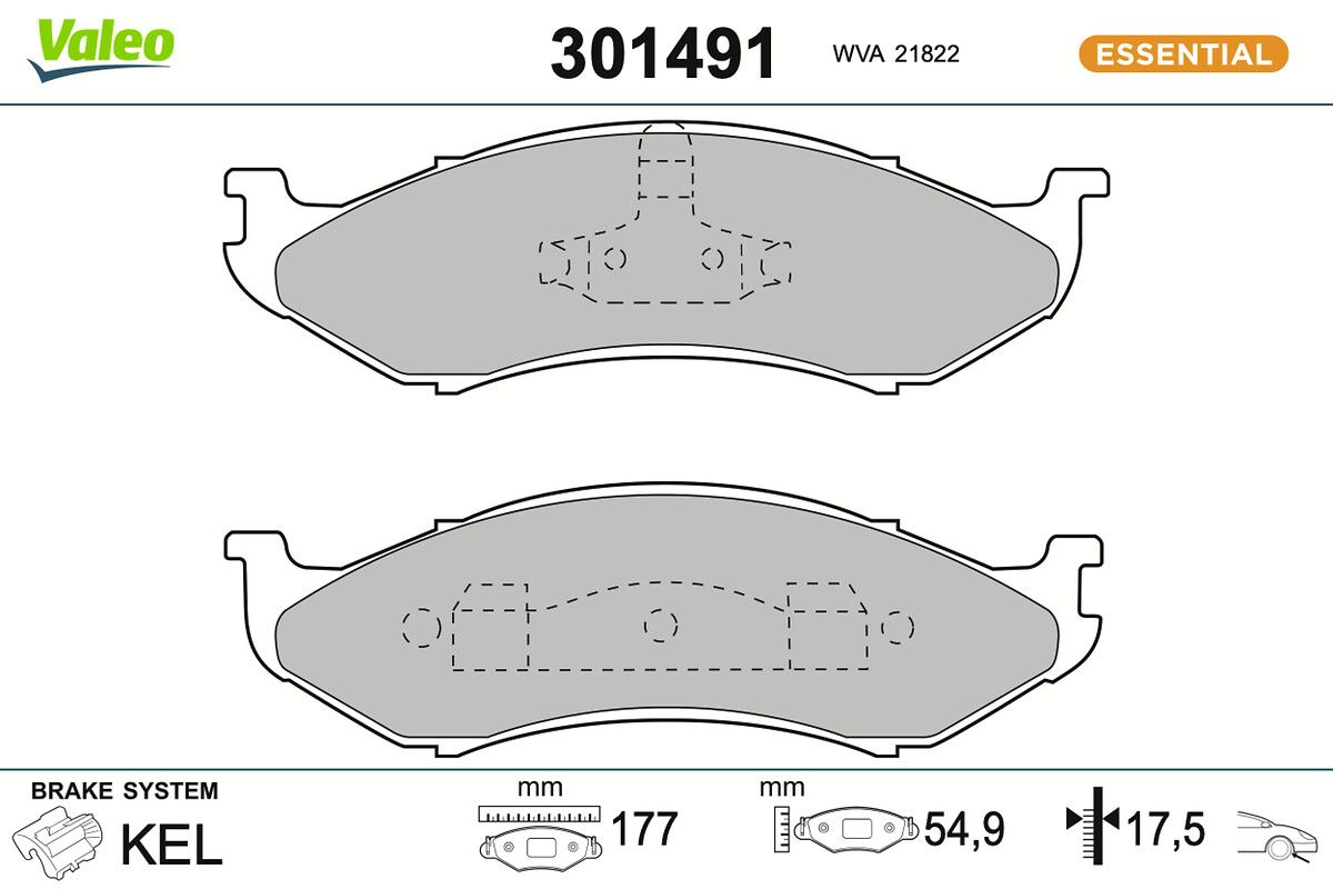 VALEO 301491 - Bremsbelagsatz, Scheibenbremse